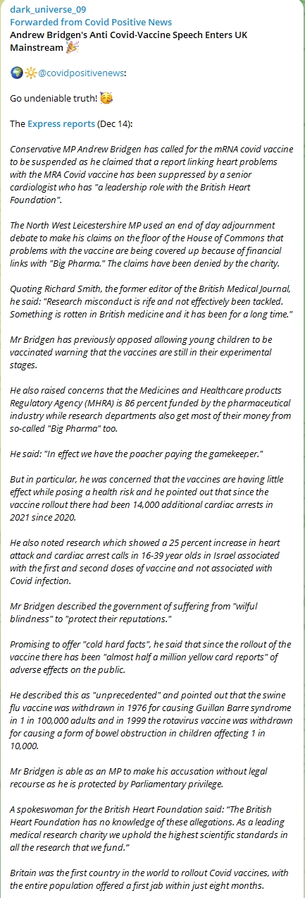 Conservative Mp Andrew Bridgen Has Called For The Mrna Covid Vaccine To